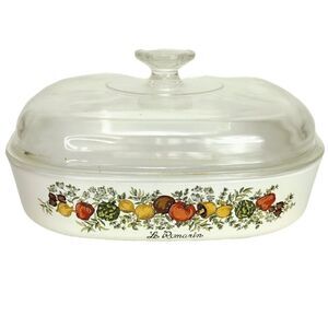 VTG 70s Corning Ware French Spice La Romarin Casserole Dish & Domed Lid A-10-B